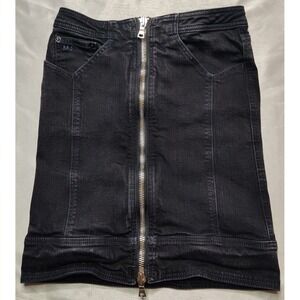 MARC BY MARC JACOBS Women Size 0 Black Zip Front Stretch Denim  18" Skirt